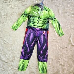 Marvel Avengers Hulk Boys Custome Mask/Padded Jumpsuit Medium (8-10) Halloween